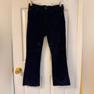 SOLD - Hudson High Rise Brix Blue Velvet Cropped Pants Size 28